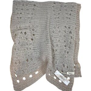 Macchia Di Ruggine Womens Scarf Oatmeal Open Knit Acrylic Wrap Wispy Light NWT